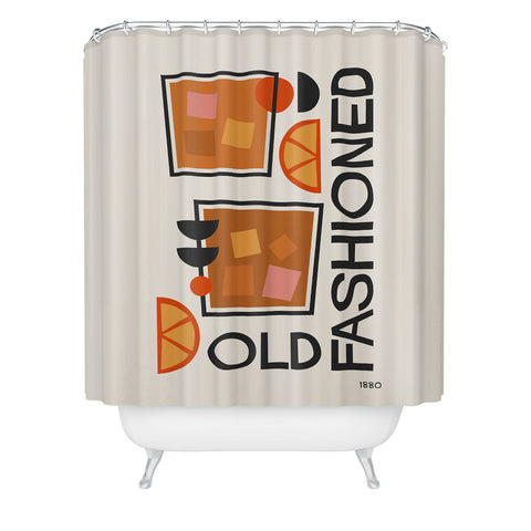 Cocoon Design Old Fashioned Cocktail Minimal Shower Curtain