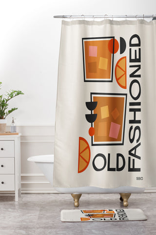 Cocoon Design Old Fashioned Cocktail Minimal Shower Curtain And Mat