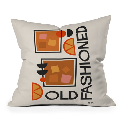Cocoon Design Old Fashioned Cocktail Minimal Outdoor Throw Pillow