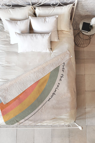 Cocoon Design Retro Boho Rainbow with Quote Fleece Throw Blanket