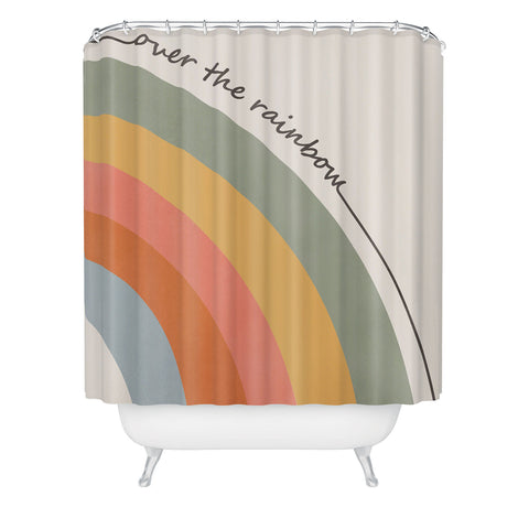 Cocoon Design Retro Boho Rainbow with Quote Shower Curtain