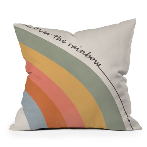 Cocoon Design Retro Boho Rainbow with Quote Outdoor Throw Pillow