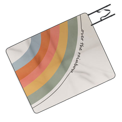 Cocoon Design Retro Boho Rainbow with Quote Picnic Blanket