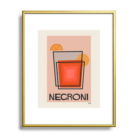 Cocoon Design Retro Cocktail Print Negroni Metal Framed Art Print