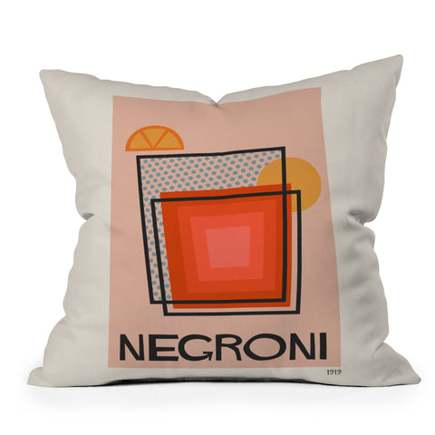Cocoon Design Retro Cocktail Print Negroni Outdoor Throw Pillow