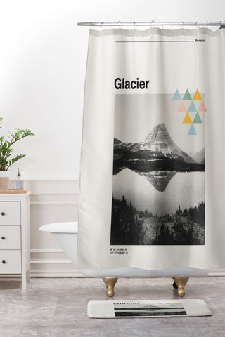 Cocoon Design Retro Travel Poster Glacier Shower Curtain And Mat
