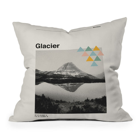 Cocoon Design Retro Travel Poster Glacier Outdoor Throw Pillow