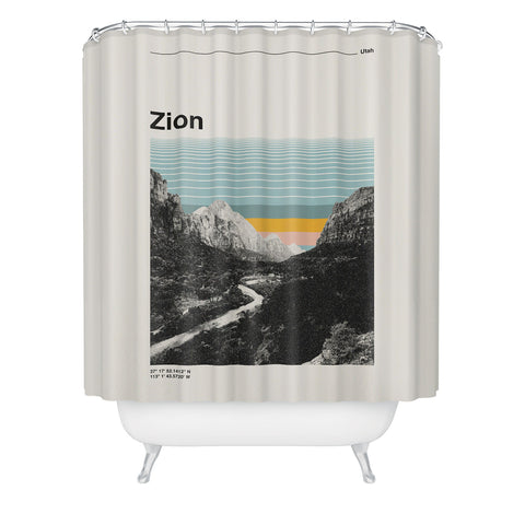 Cocoon Design Retro Travel Poster Zion Shower Curtain