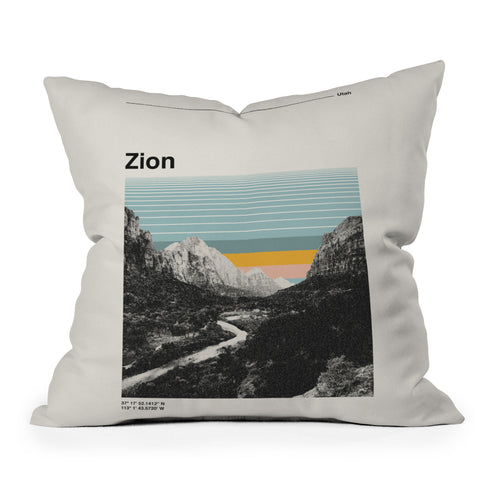 Cocoon Design Retro Travel Poster Zion Outdoor Throw Pillow