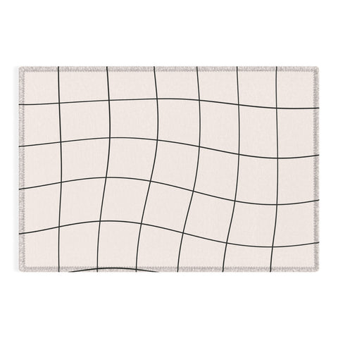 Cocoon Design Retro Warped Grid Black and White Outdoor Rug