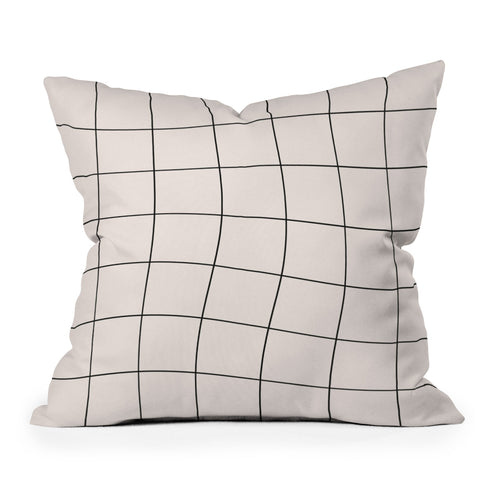 Cocoon Design Retro Warped Grid Black and White Outdoor Throw Pillow