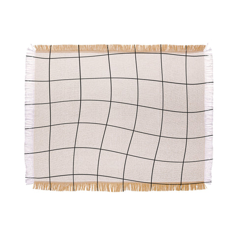 Cocoon Design Retro Warped Grid Black and White Throw Blanket