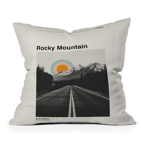 Cocoon Design Rocky Mountain Travel Poster Outdoor Throw Pillow
