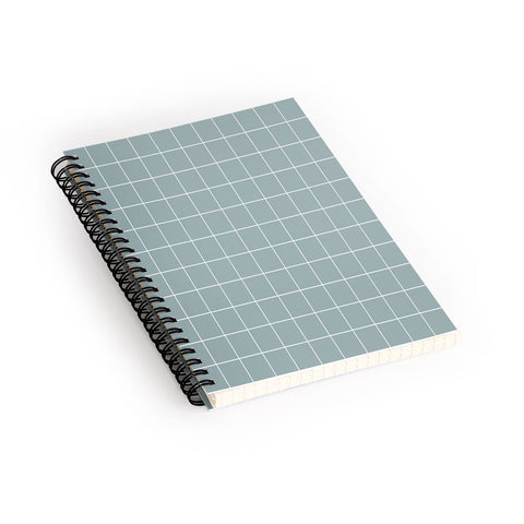 Cocoon Design Sage Green Retro Grid Pattern Spiral Notebook