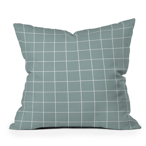 Cocoon Design Sage Green Retro Grid Pattern Throw Pillow