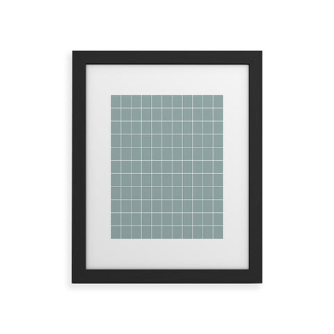 Cocoon Design Sage Green Retro Grid Pattern Framed Art Print