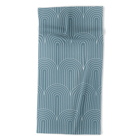 Colour Poems Art Deco Arch Pattern Blue Beach Towel