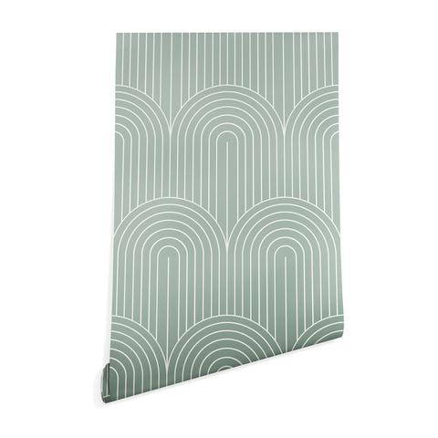 Colour Poems Art Deco Arch Pattern Green Wallpaper