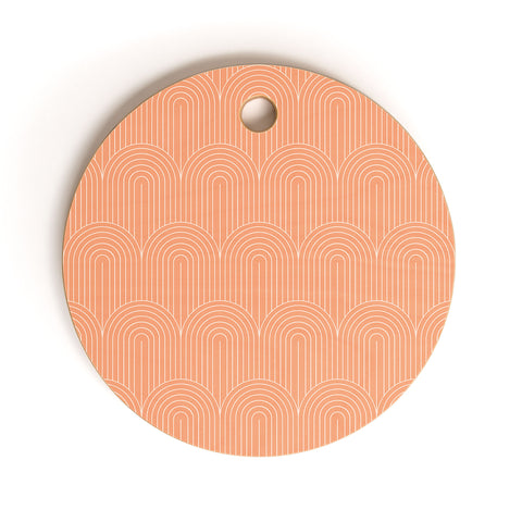 Colour Poems Art Deco Arch Pattern Peach Cutting Board Round