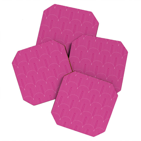 Colour Poems Art Deco Arch Pattern Pink Coaster Set
