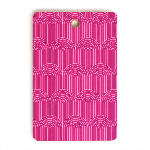 Colour Poems Art Deco Arch Pattern Pink Cutting Board Rectangle