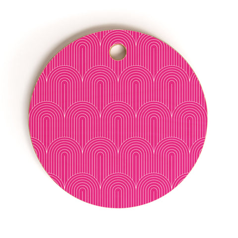 Colour Poems Art Deco Arch Pattern Pink Cutting Board Round
