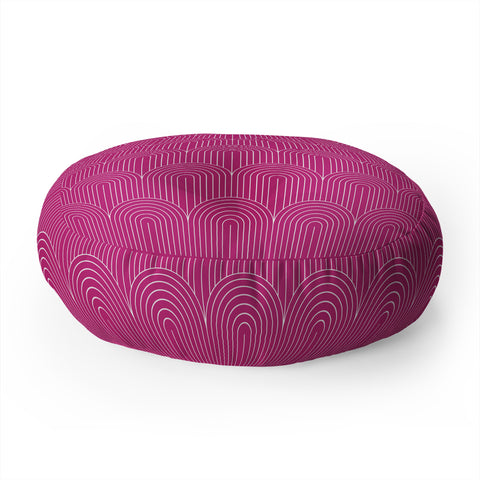 Colour Poems Art Deco Arch Pattern Pink Floor Pillow Round