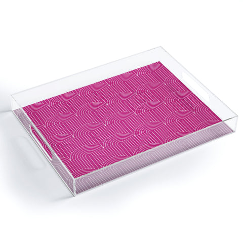 Colour Poems Art Deco Arch Pattern Pink Acrylic Tray