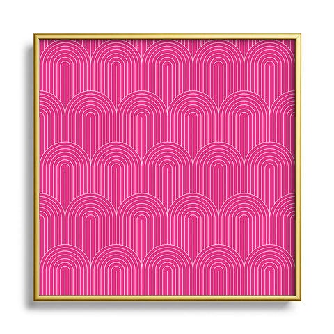 Colour Poems Art Deco Arch Pattern Pink Square Metal Framed Art Print