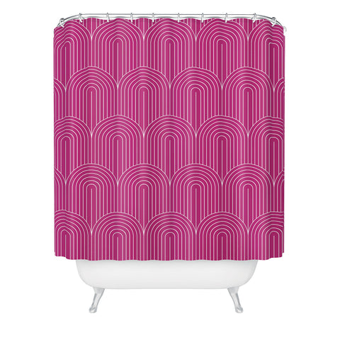 Colour Poems Art Deco Arch Pattern Pink Shower Curtain