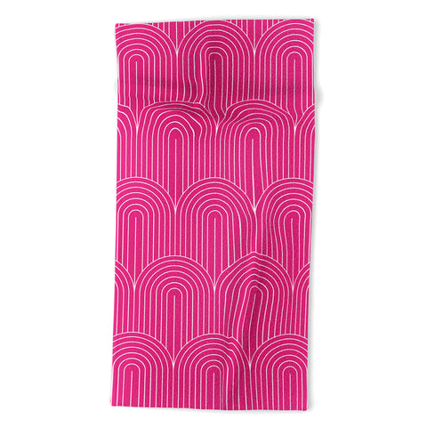 Colour Poems Art Deco Arch Pattern Pink Beach Towel