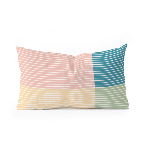 Colour Poems Color Block Line Abstract VII Oblong Throw Pillow