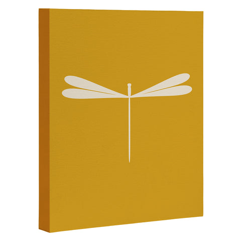 Colour Poems Dragonfly Minimalism Yellow Art Canvas