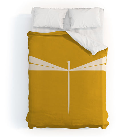 Colour Poems Dragonfly Minimalism Yellow Duvet Cover