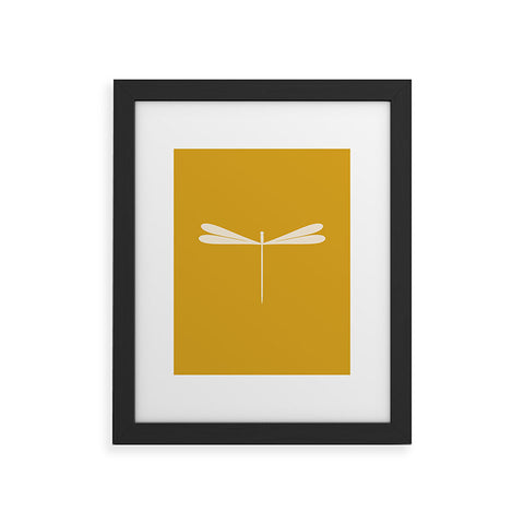 Colour Poems Dragonfly Minimalism Yellow Framed Art Print