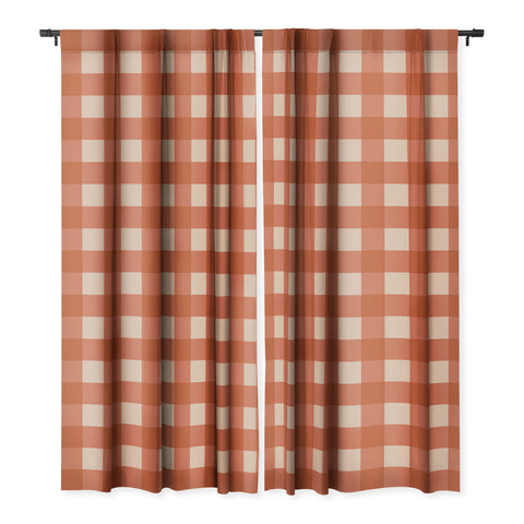 Colour Poems Gingham Classic Red Blackout Window Curtain