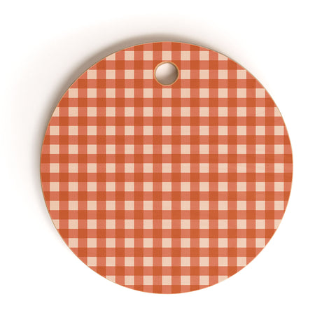 Colour Poems Gingham Classic Red Cutting Board Round