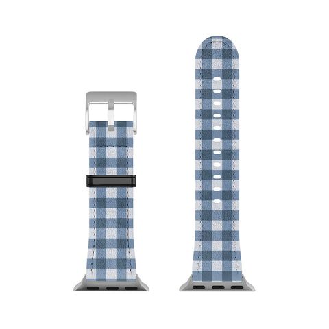 Colour Poems Gingham Pattern Classic Blue Apple Watch Band