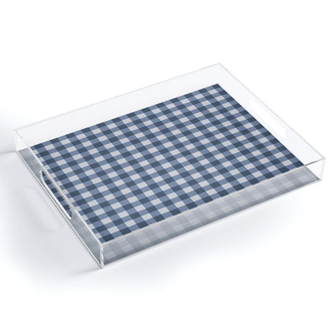 Colour Poems Gingham Pattern Classic Blue Acrylic Tray