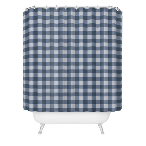 Colour Poems Gingham Pattern Classic Blue Shower Curtain