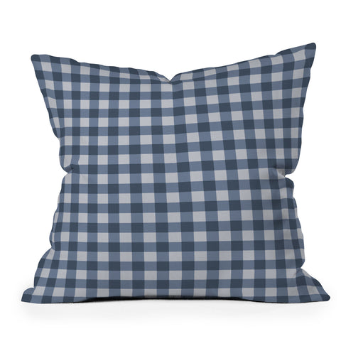 Colour Poems Gingham Pattern Classic Blue Outdoor Throw Pillow