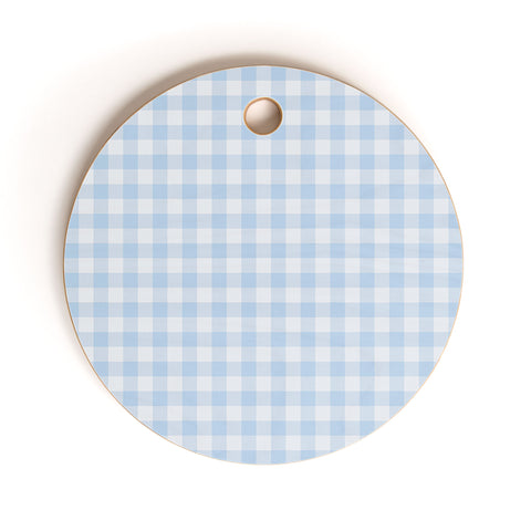 Colour Poems Gingham Sky Blue Cutting Board Round
