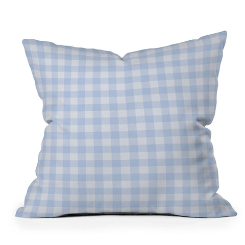 Colour Poems Gingham Sky Blue Outdoor Throw Pillow