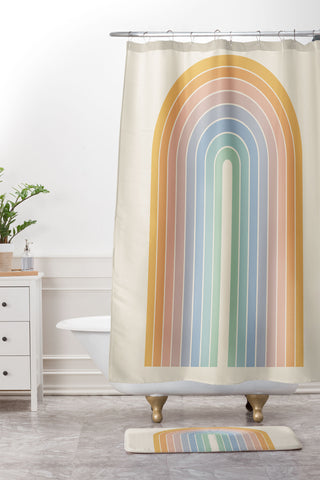 Colour Poems Gradient Arch Rainbow III Shower Curtain And Mat