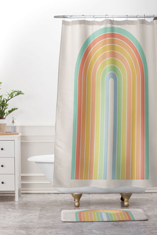 Colour Poems Gradient Arch Rainbow Shower Curtain And Mat