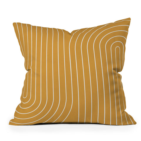 Colour Poems Minimal Line Curvature Gold Outdoor Throw Pillow
