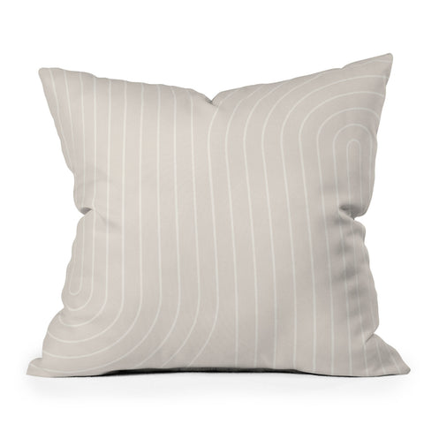 Colour Poems Minimal Line Curvature Off White Outdoor Throw Pillow