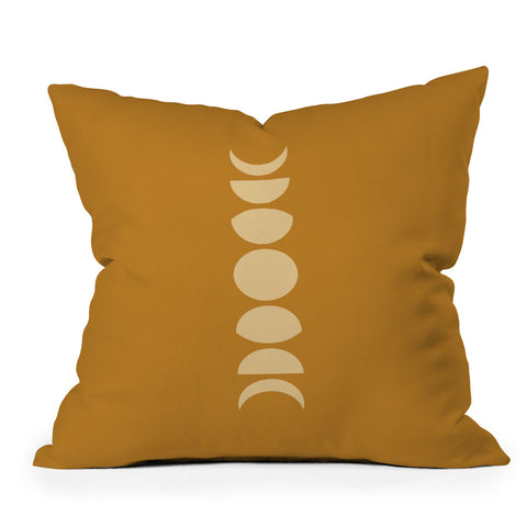 Colour Poems Minimal Moon Phases Orange Outdoor Throw Pillow