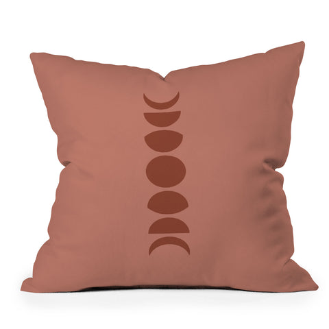 Colour Poems Minimal Moon Phases Red Outdoor Throw Pillow
