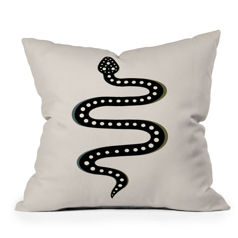 Colour Poems Minimal Snake Black Outdoor Throw Pillow
